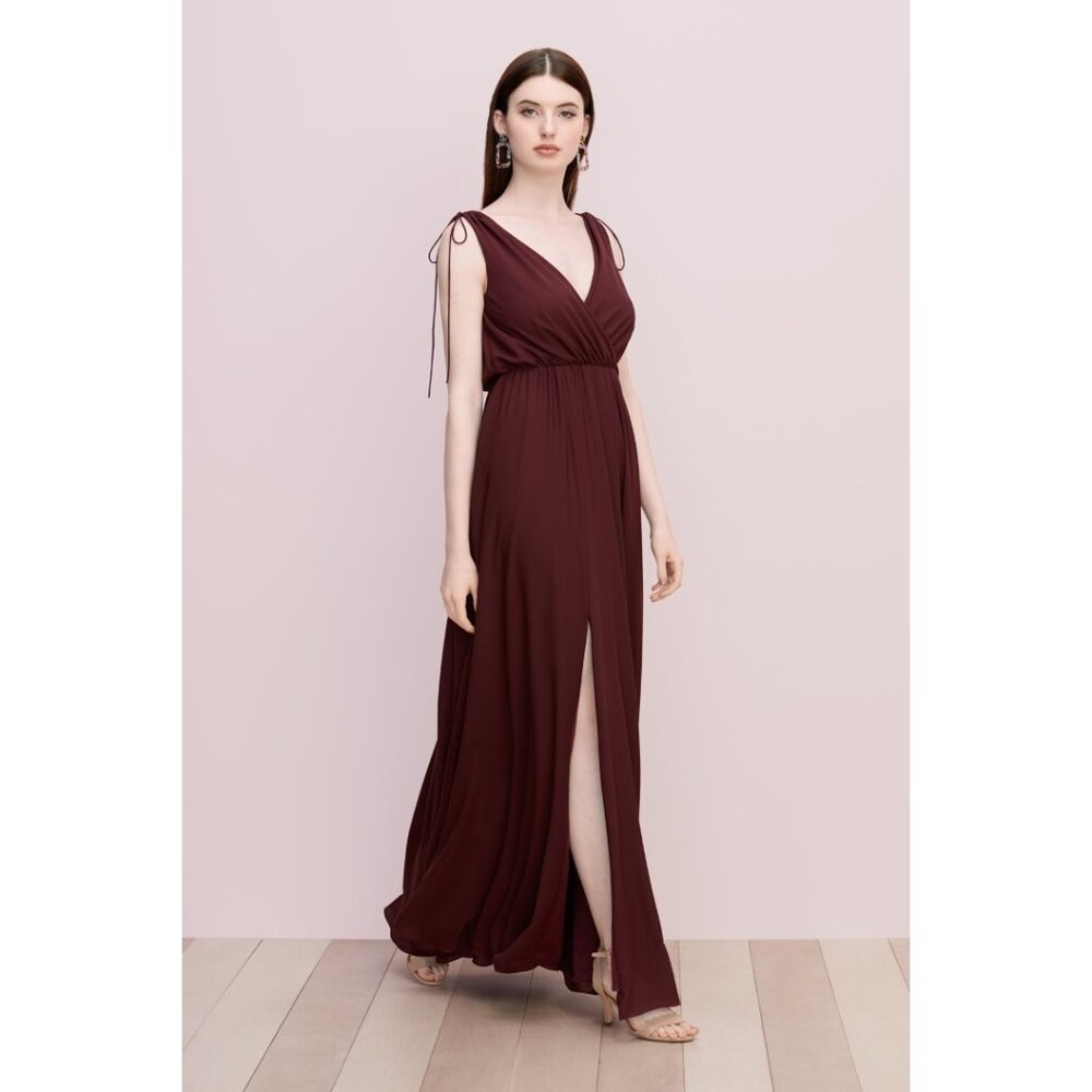 Long Wine Bridesmaid Dress with slit. Size L